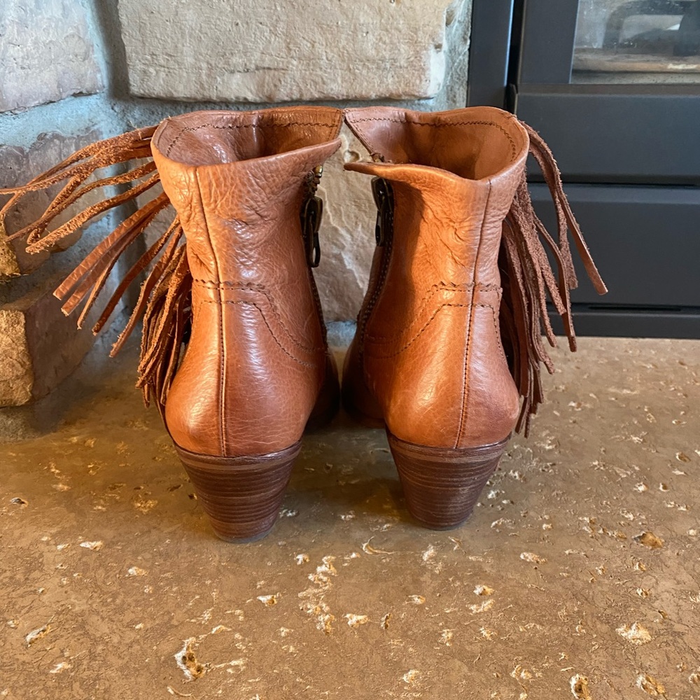 Sam Edelman Tan Heeled Boots with Fringe - Picture 8 of 8